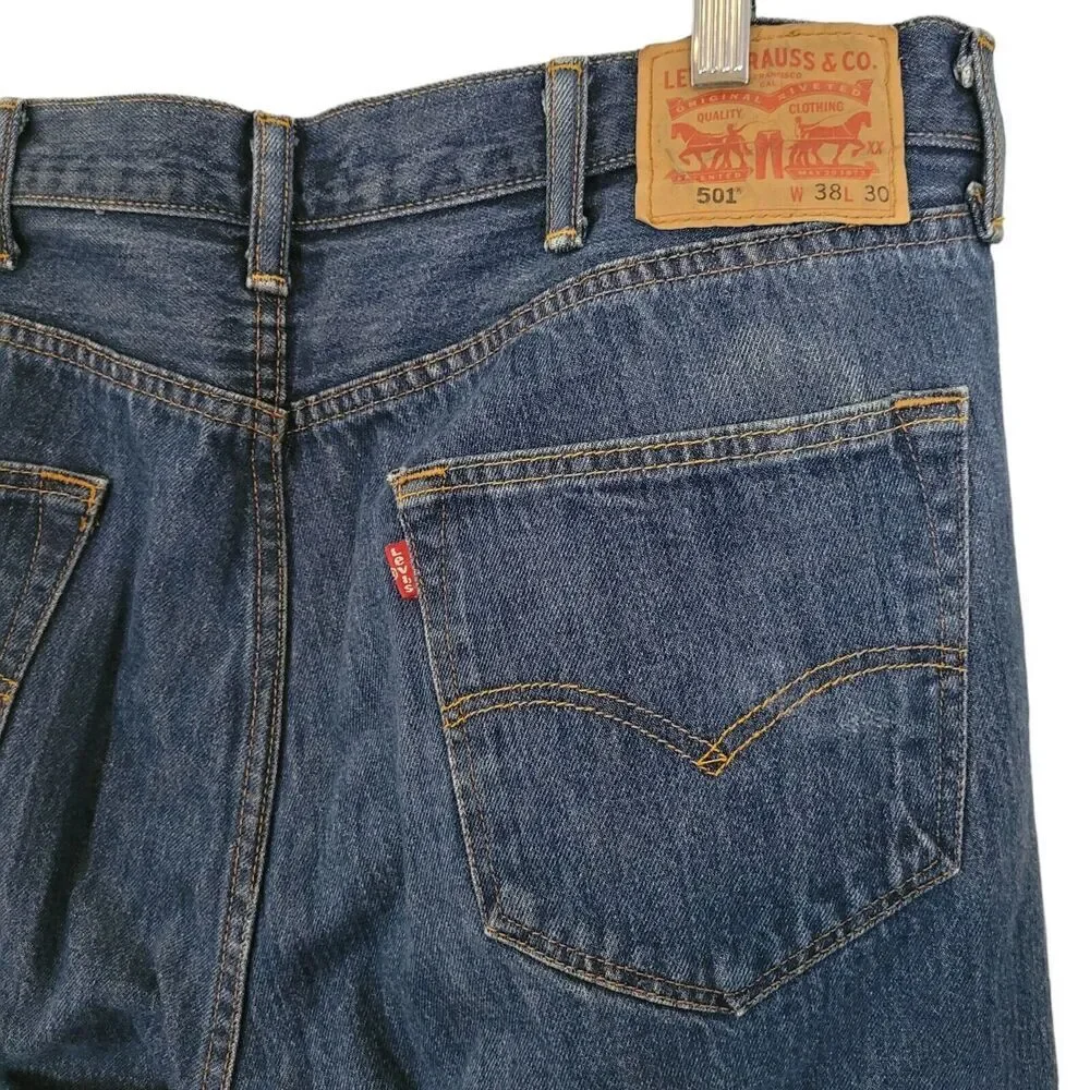 Levi's‎ Men's 501 Original Fit Straight Leg Button Fly Blue Jeans Size 38 X 30